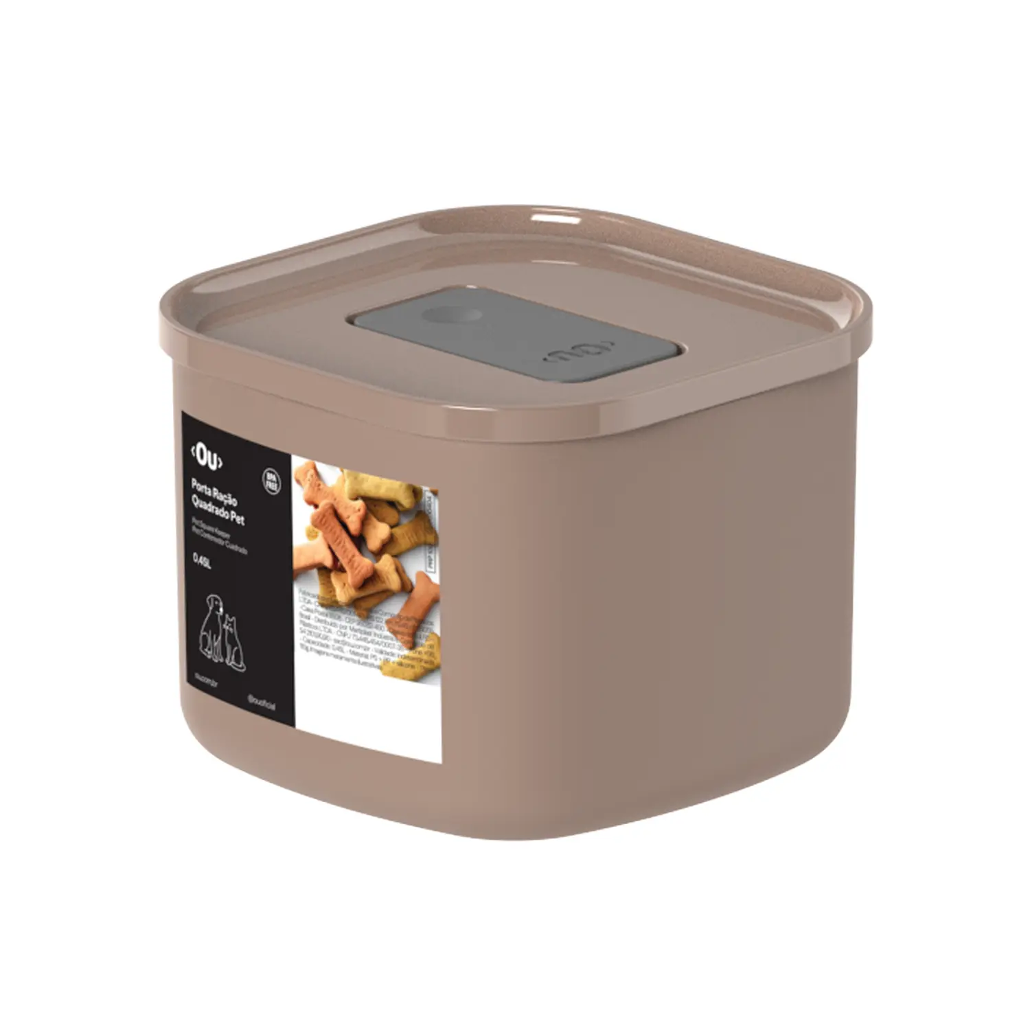 Porta Ração Quadrado Marrom Ou